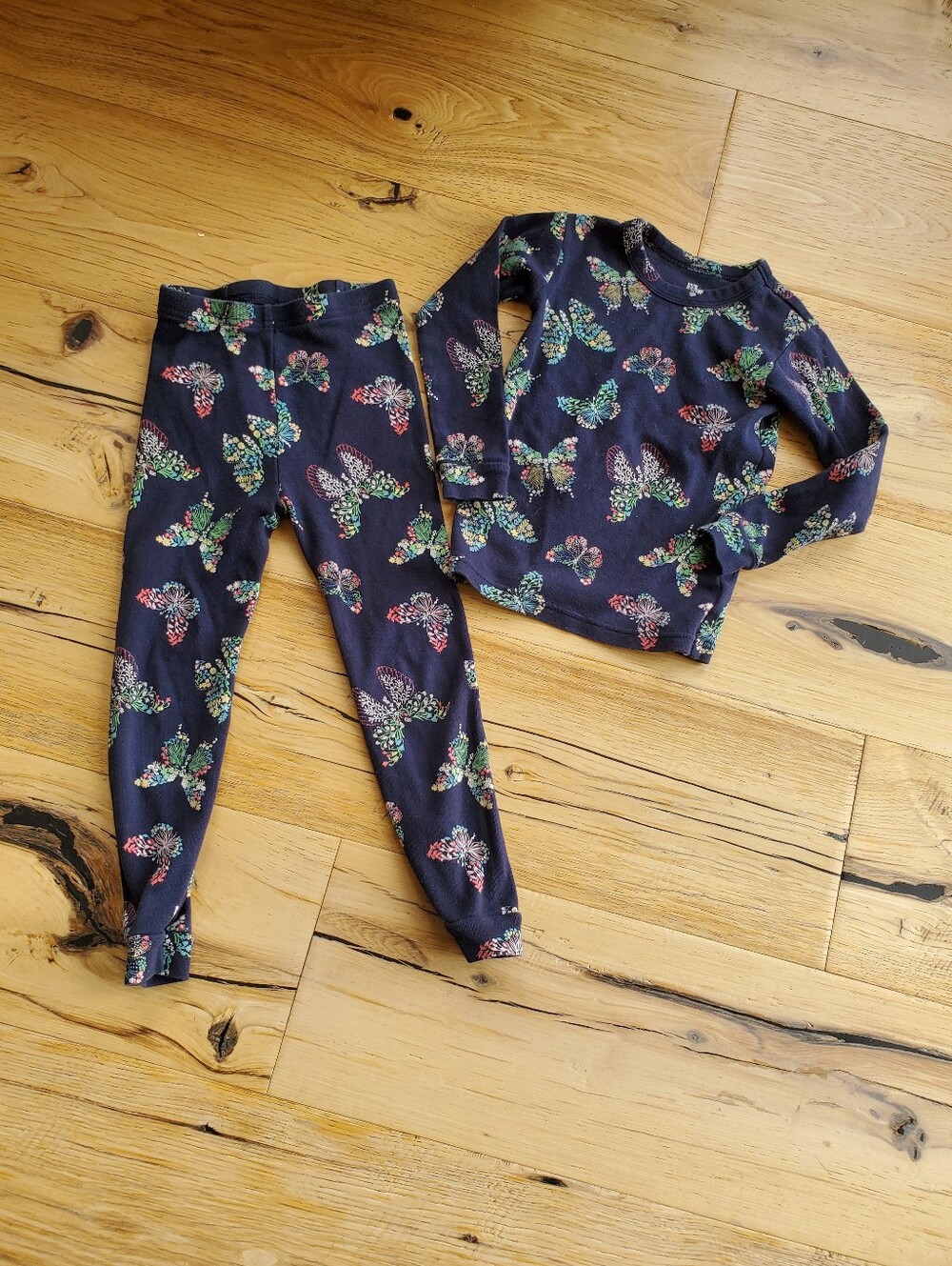 Gap Organic Cotton Girls Navy Butterfly Pajama Set